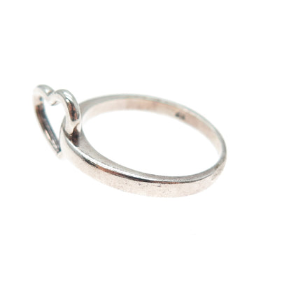 CHAPAL ZENRAY Sterling Silver Vintage Modernist Interlocked Heart Ring Size 8