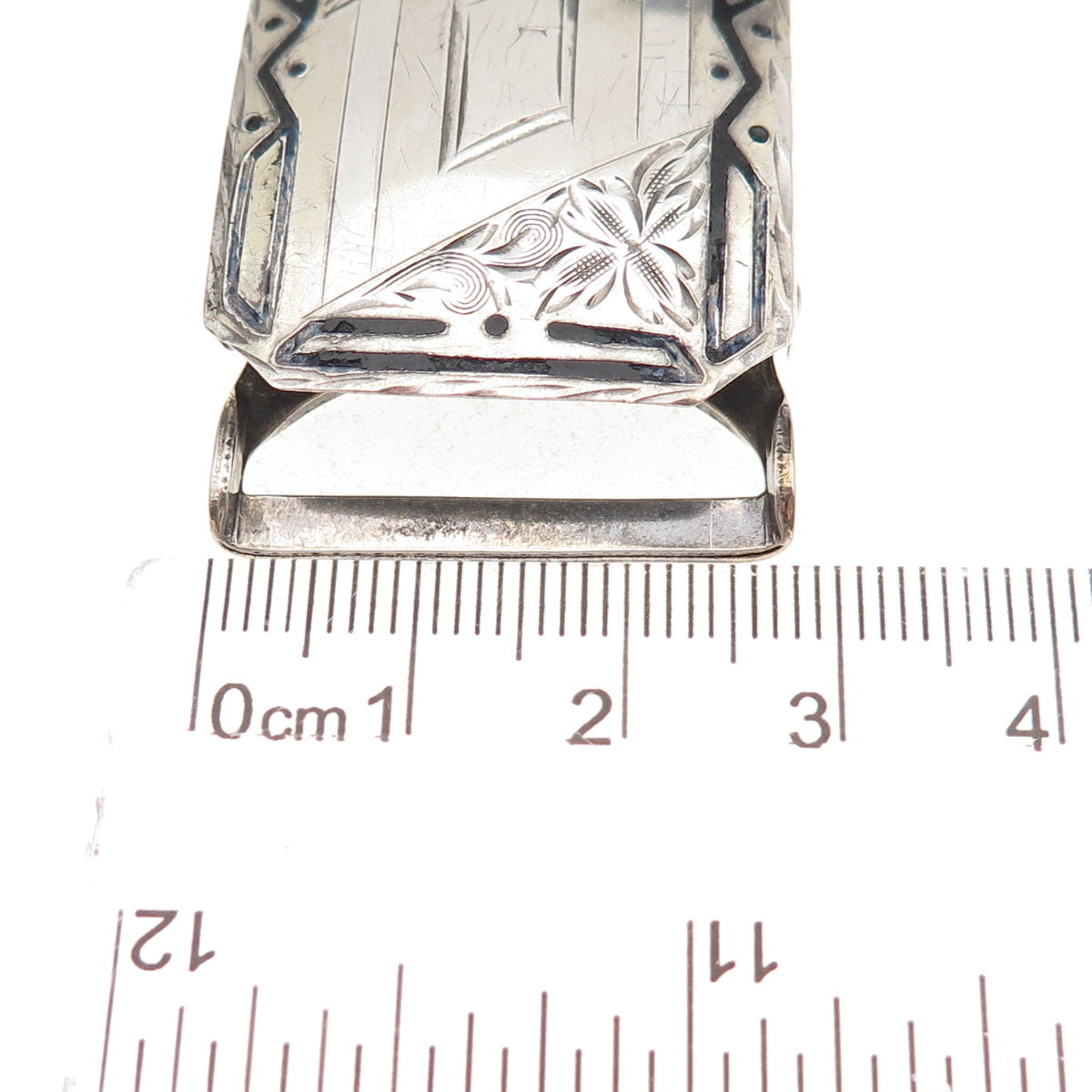 Hawk Co. 925 Sterling Silver Antique Art Deco Engraved Floral Belt Buckle