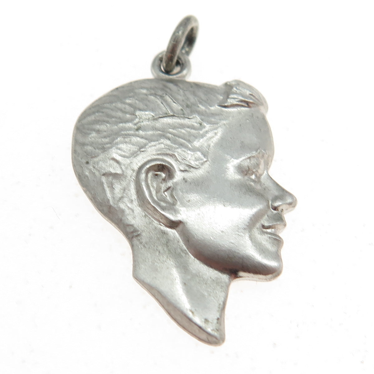 925 Sterling Silver Vintage Boy Face Profile Charm Pendant