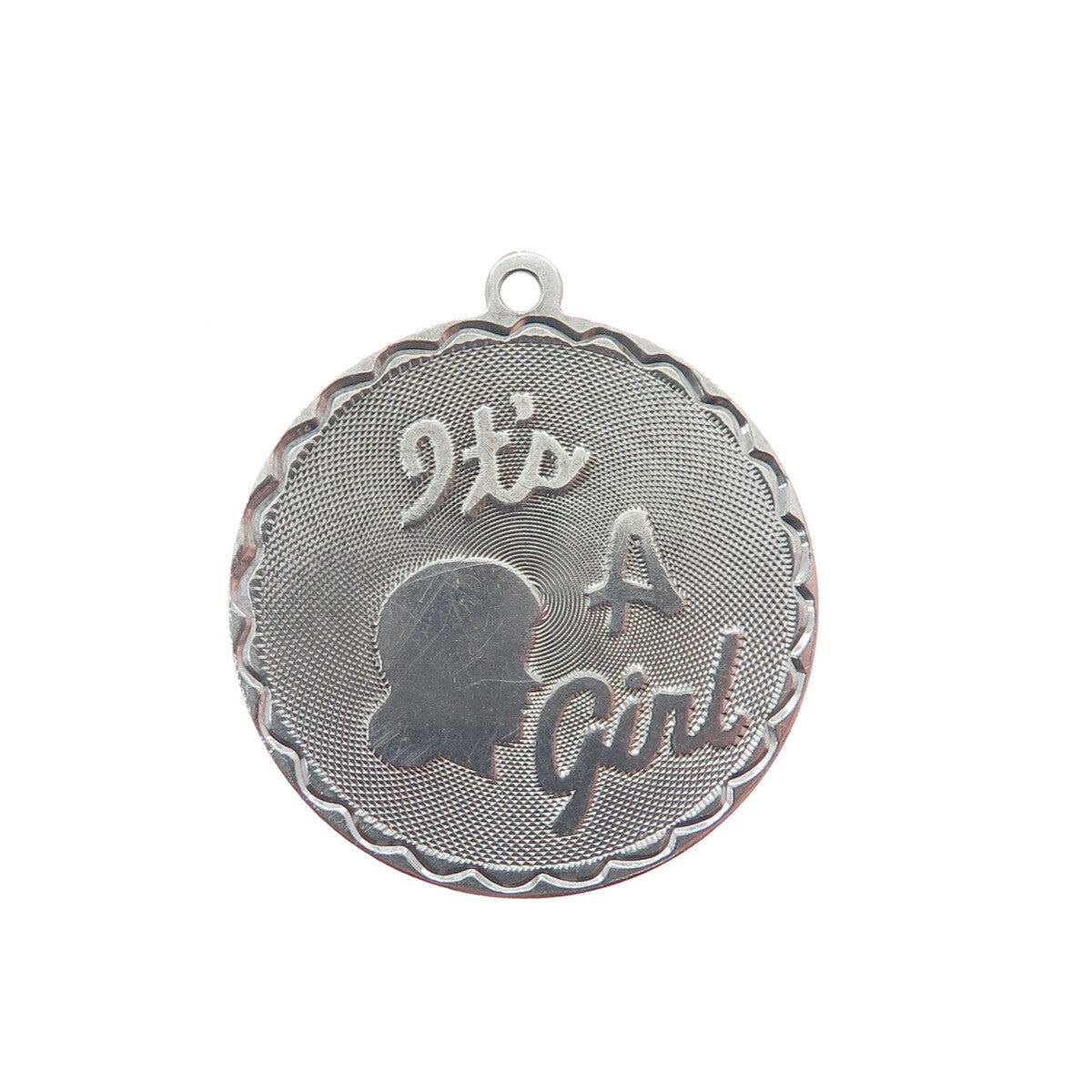 925 Sterling Silver Vintage "It's A Girl" Charm Pendant