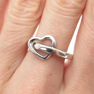 CHAPAL ZENRAY Sterling Silver Vintage Modernist Interlocked Heart Ring Size 8