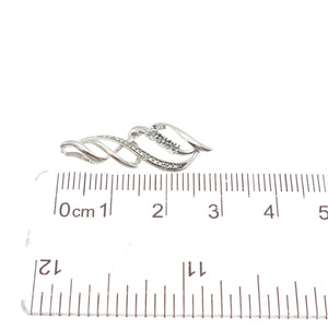 925 Sterling Silver Real Round-Cut Diamond Twisted Charm Pendant