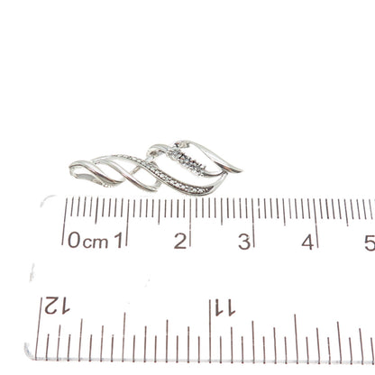 925 Sterling Silver Real Round-Cut Diamond Twisted Charm Pendant
