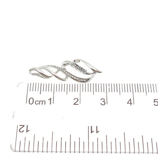 925 Sterling Silver Real Round-Cut Diamond Twisted Charm Pendant