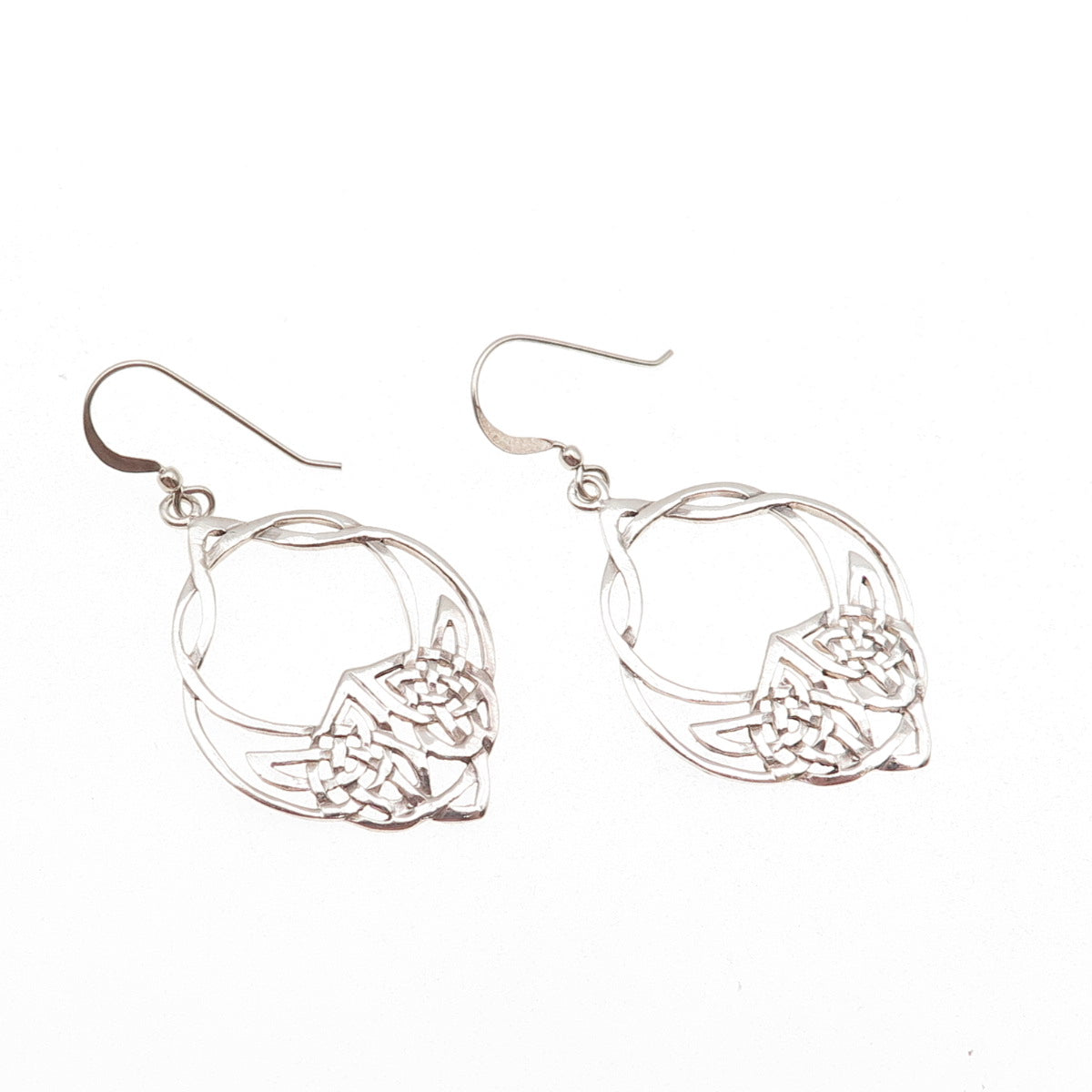 925 Sterling Silver Vintage Celtic Knot Dangle Earrings