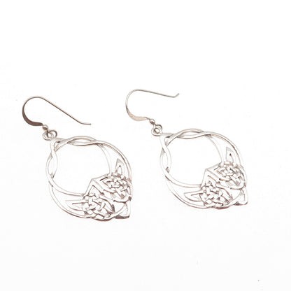 925 Sterling Silver Vintage Celtic Knot Dangle Earrings
