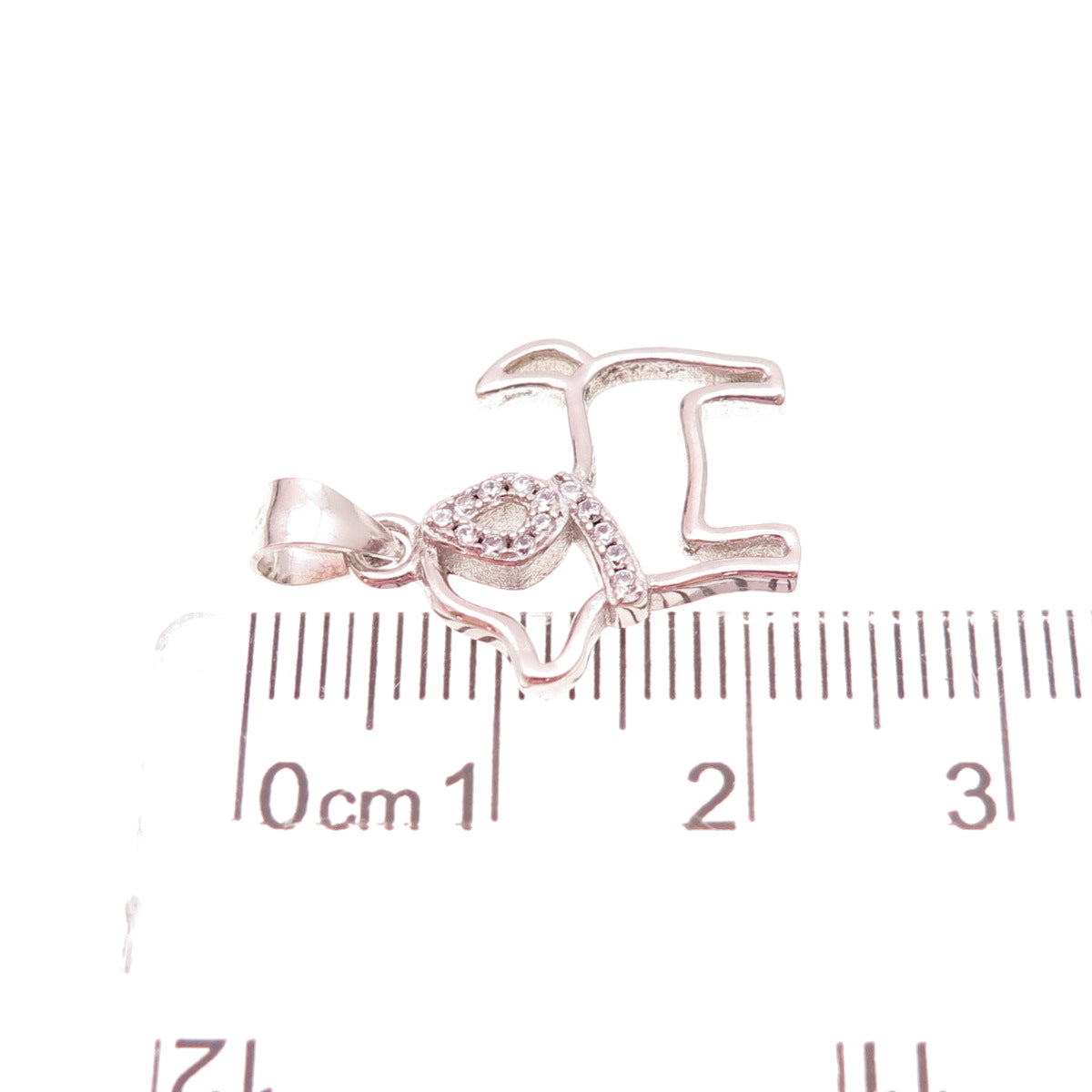 925 Sterling Silver Round-Cut C Z Dog Charm Pendant
