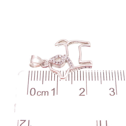 925 Sterling Silver Round-Cut C Z Dog Charm Pendant