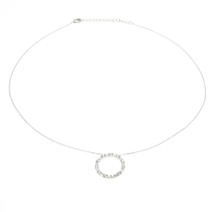925 Sterling Silver Pave C Z Circle of Life Rolo Chain Necklace 18"