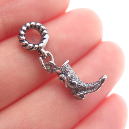RL RICHLINE 925 Sterling Silver Italy Cowboy Boot Dangle Slide Charm