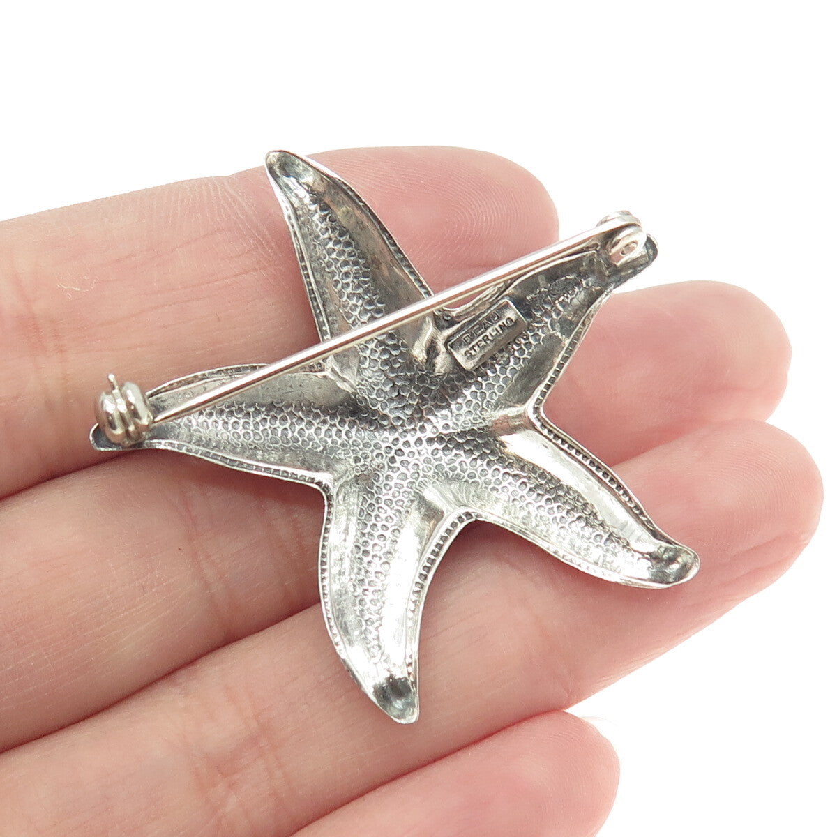 BEAU 925 Sterling Silver Antique Art Deco Starfish Pin Brooch