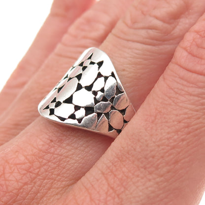 925 Sterling Silver Vintage Modernist Oxidized Ring Size 7