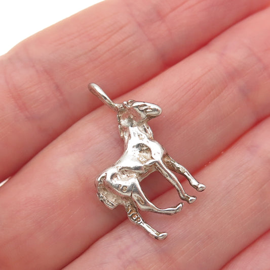 925 Sterling Silver Vintage Horse Mini 3D Charm Pendant