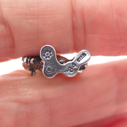 925 Sterling Silver Vintage 1984 Buffalo Oxidized Mini 3D Charm Pendant