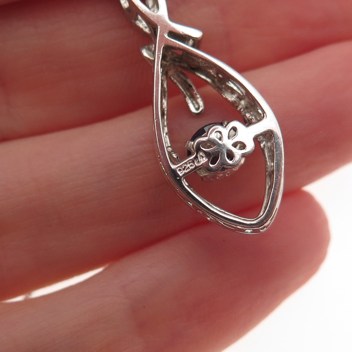925 Sterling Silver Lab-Created Sapphire Infinity Box Chain Necklace 18"