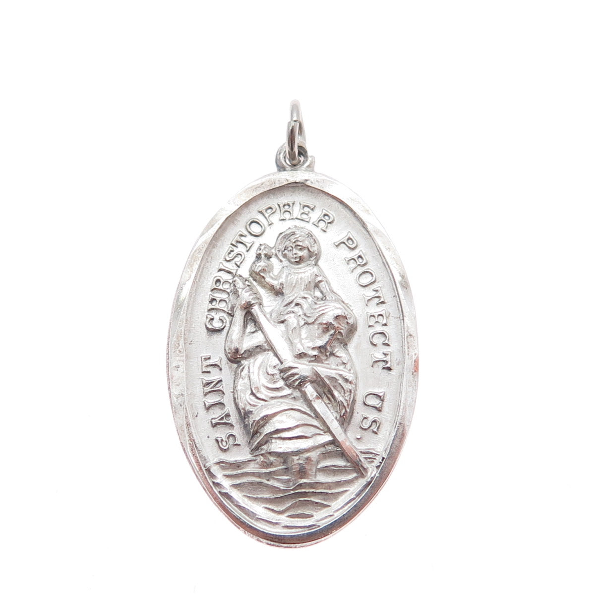 CHAPEL 925 Sterling Silver Vintage St. Christopher Religious Medal Charm Pendant