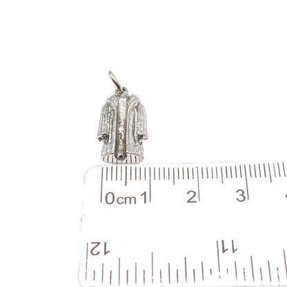 925 Sterling Silver Vintage Coat 3D Mini Charm Pendant