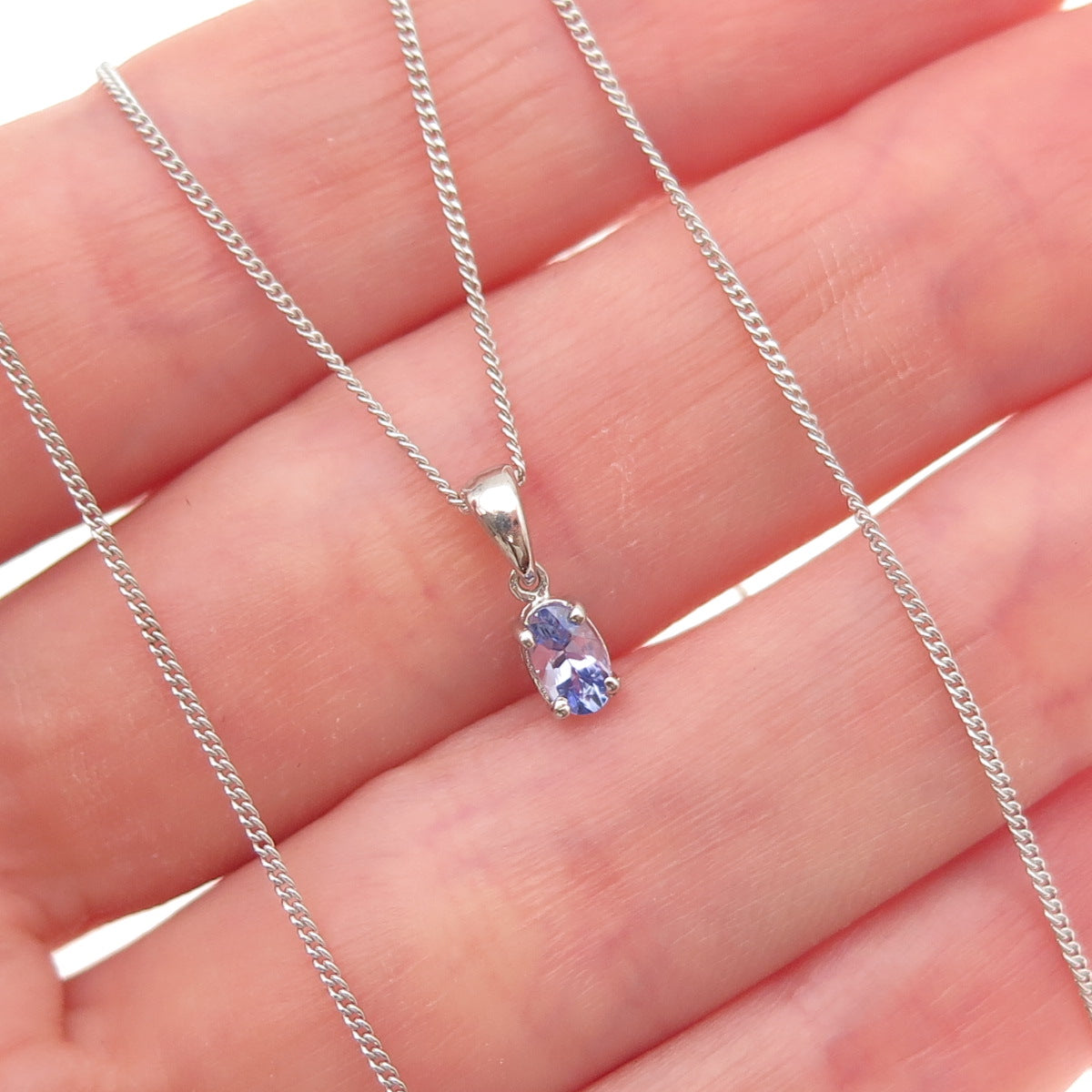 Chuck Clemency 925 Sterling Silver Real Tanzanite Cuban Chain Necklace 20"