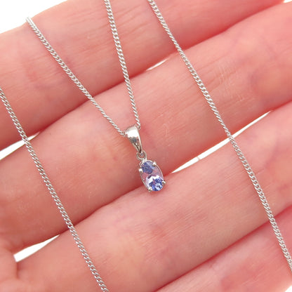 Chuck Clemency 925 Sterling Silver Real Tanzanite Cuban Chain Necklace 20"