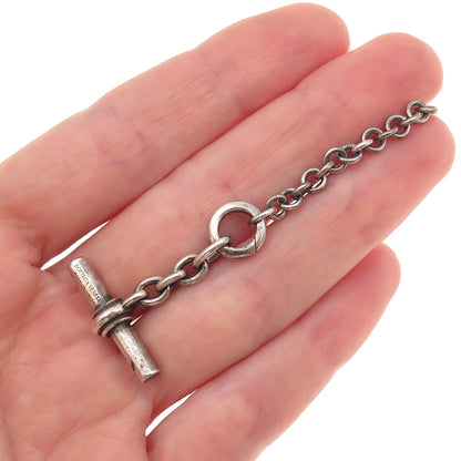 Bottega Veneta 925 Sterling Silver Vintage T-Bar Necklace Lock Clasp Extender