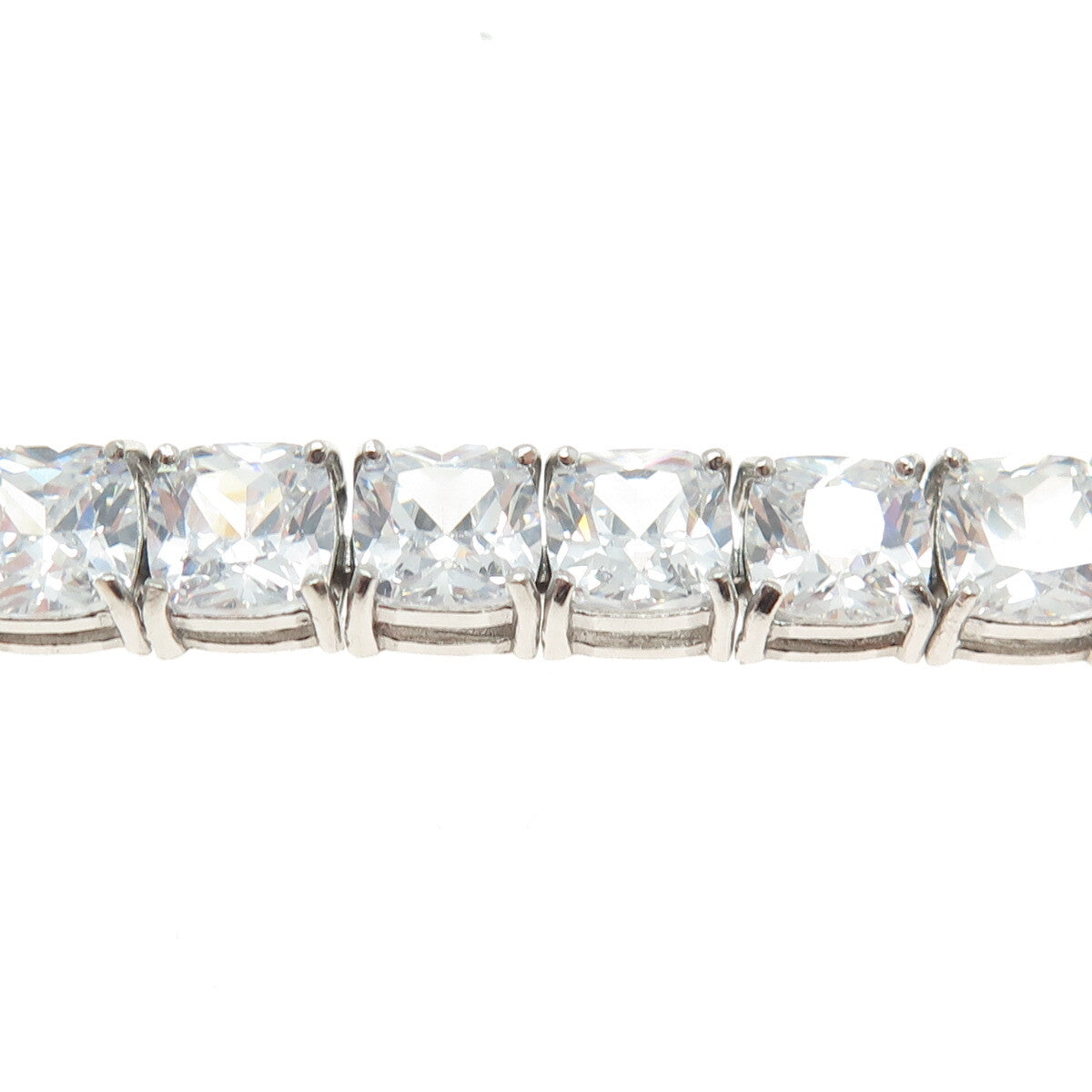 925 Sterling Silver Cushion-Cut C Z Tennis Link Bracelet 8"