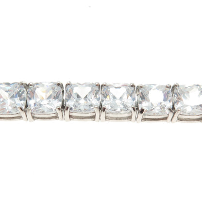 925 Sterling Silver Cushion-Cut C Z Tennis Link Bracelet 8"