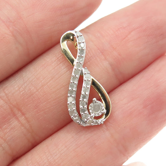 925 Sterling Silver Gold Plated Real Round-Cut Diamond Infinity Slide Pendant