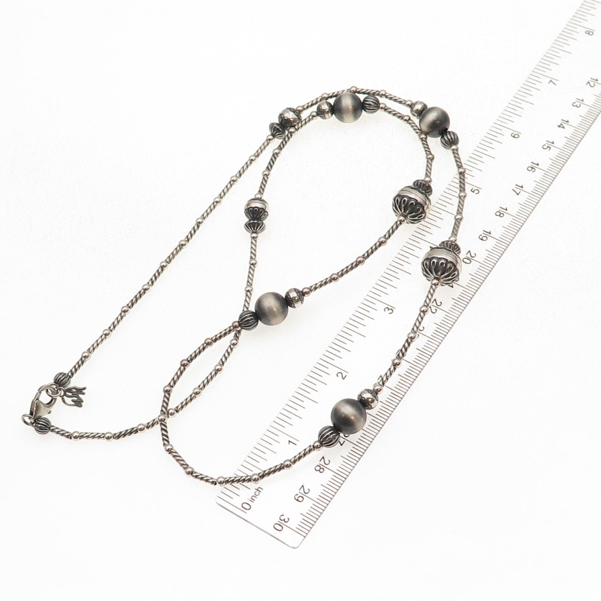 Carolyn Pollack & American West Old Pawn 925 Sterling Navajo Pearls Necklace 26"
