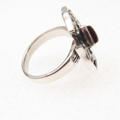 Doug Paulus 925 Sterling Silver Vintage Real Carnelian Cross Ring Size 8.25