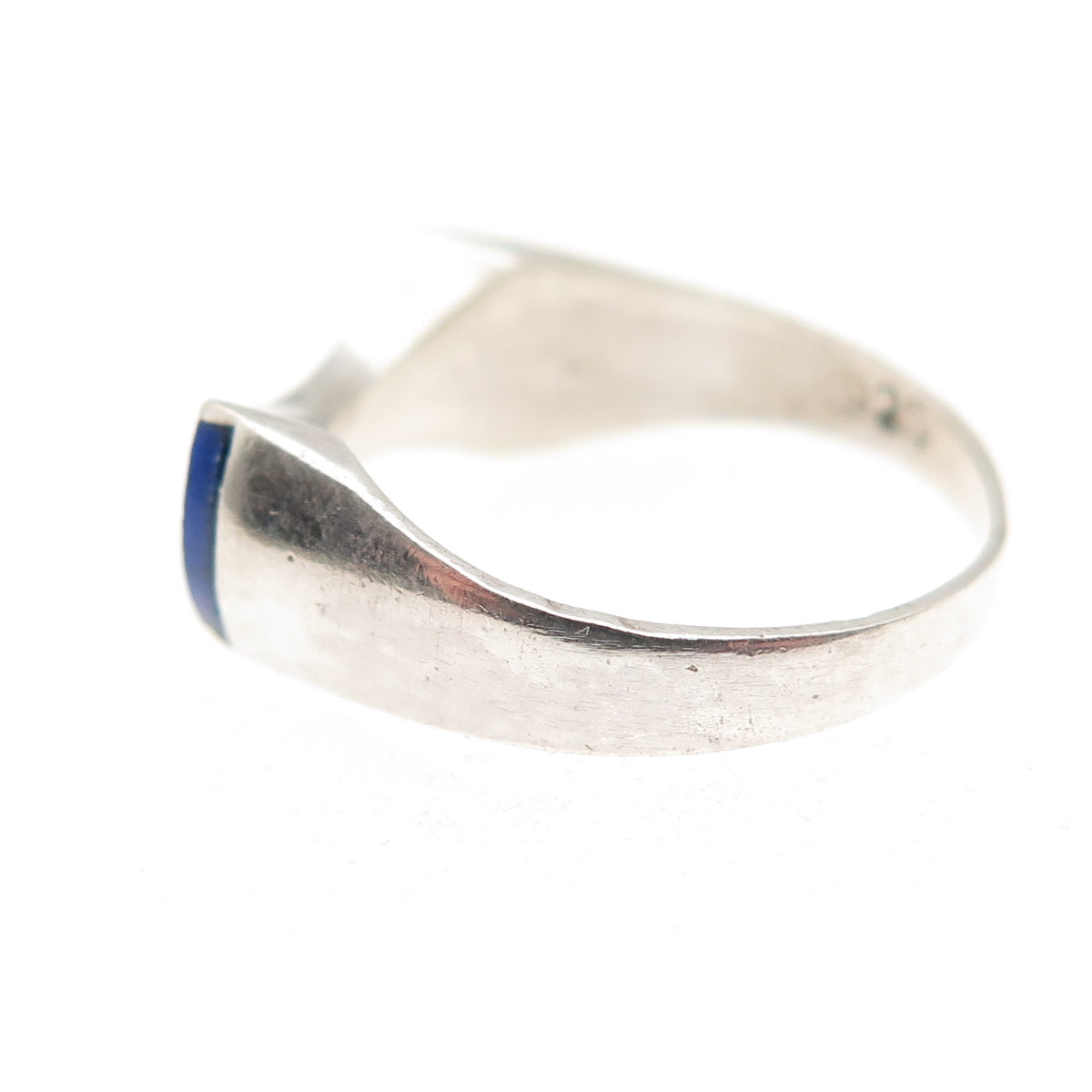 925 Sterling Silver Vintage Real Lapis Modernist Bow Ring Size 4.5