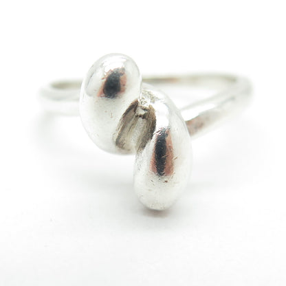 925 Sterling Silver Vintage Modernist Hook Ring Size 8