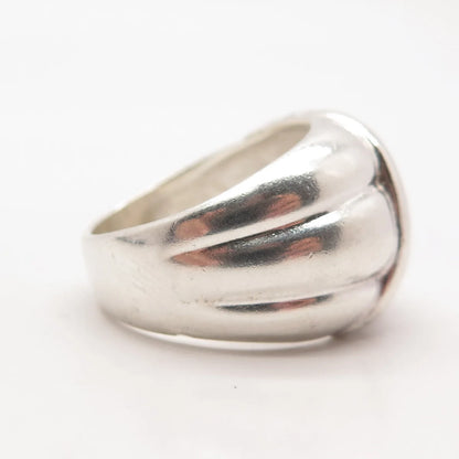 925 Sterling Silver Vintage Ribbed Wide Wrapped Ring Size 7.25