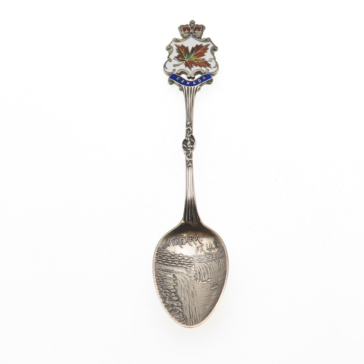 Roden Bros Sterling Antique Art Deco Canada Enamel Niagara Falls Coffee Spoon