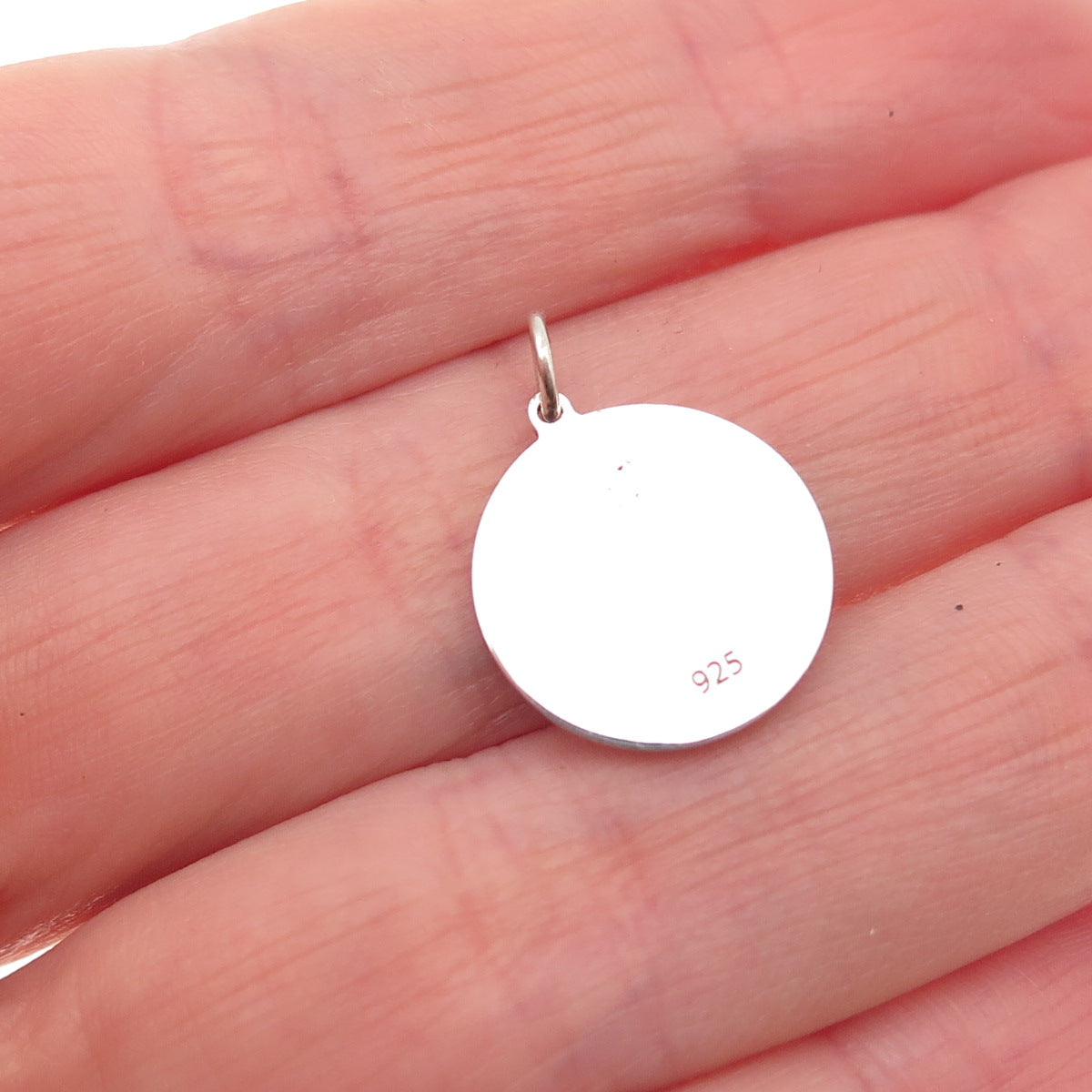 925 Sterling Silver Red Enamel Maltese Cross Round Tag Mini Charm Pendant