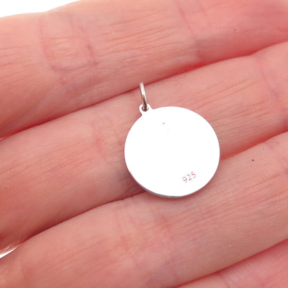 925 Sterling Silver Red Enamel Maltese Cross Round Tag Mini Charm Pendant