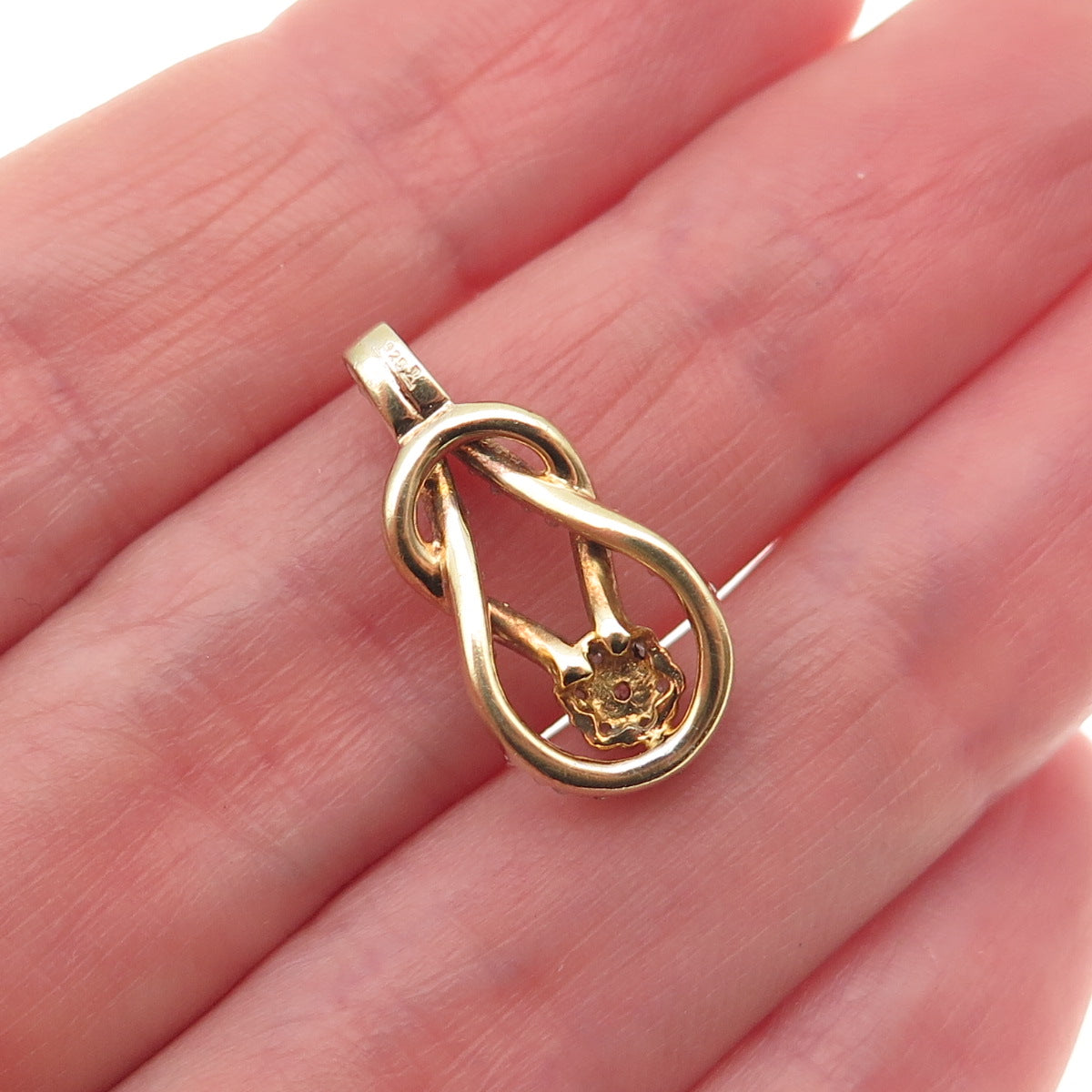 925 Sterling Silver Gold Plated Real Diamond Infinity Mini Charm Pendant