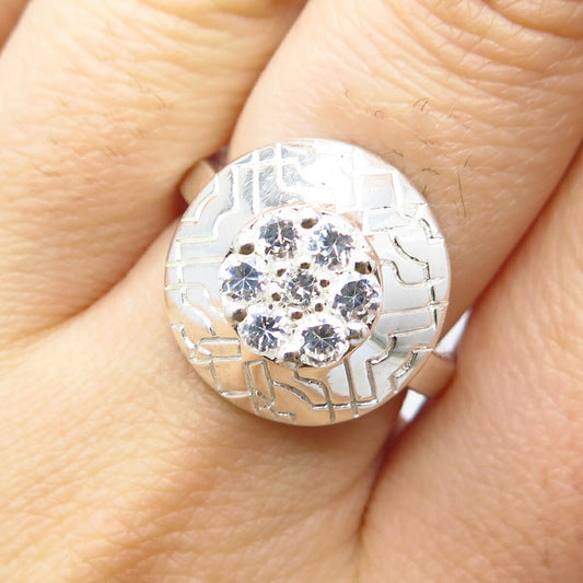 925 Sterling Silver Monet C Z Ornate Ring Size 7