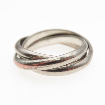 925 Sterling Silver Vintage Interlocked Trinity Oxidized Band Ring Size 8