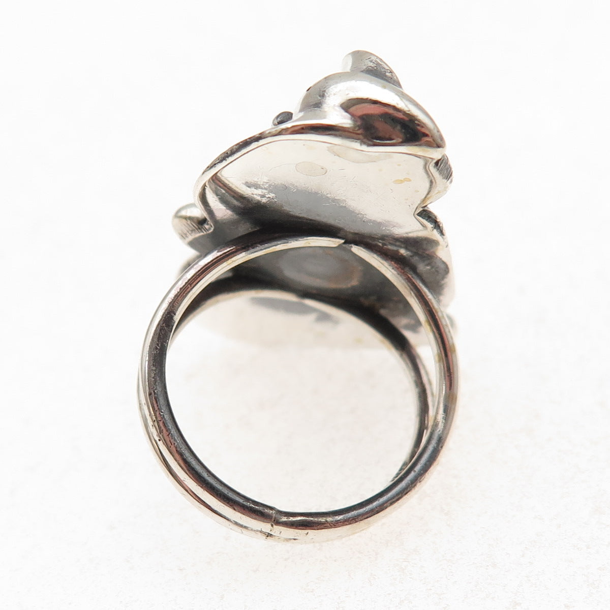 925 Sterling Silver Vintage Calla Lily Flower Oxidized Ring Size 5.5