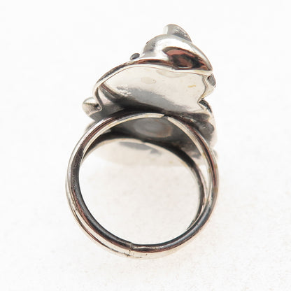 925 Sterling Silver Vintage Calla Lily Flower Oxidized Ring Size 5.5
