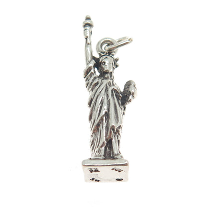 SUN WEST 925 Sterling Silver Vintage Statue of Liberty 3D Pendant