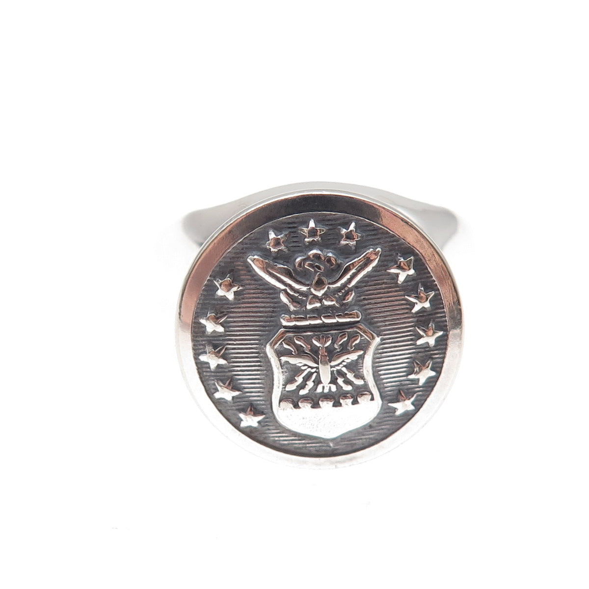 Uncas 925 Sterling Silver Antique WWII US Air Force Veteran Signet Ring Size 11