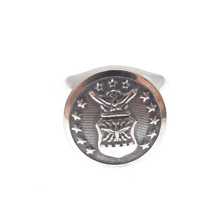 Uncas 925 Sterling Silver Antique WWII US Air Force Veteran Signet Ring Size 11