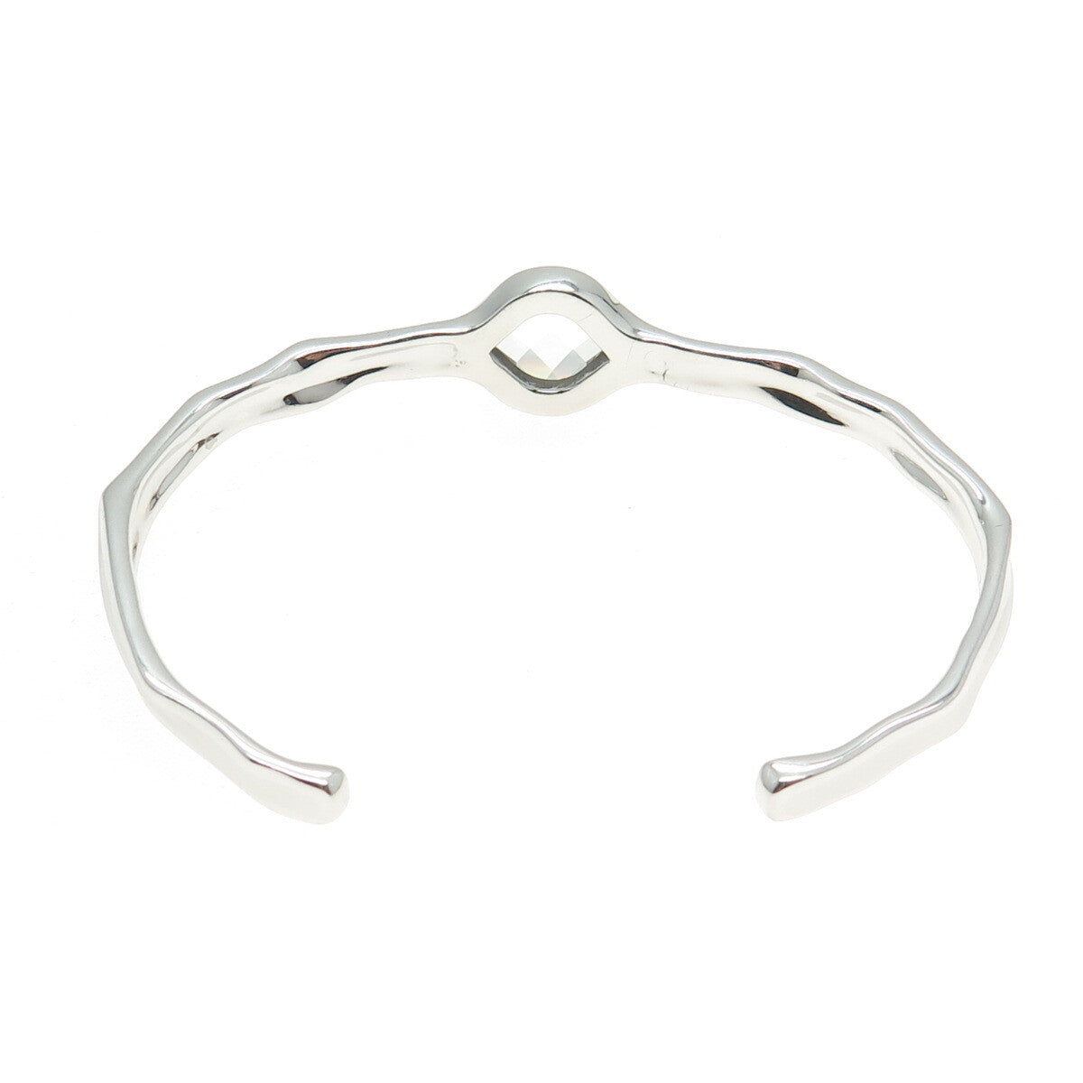 CHARLES GARNIER 925 Sterling Silver Real Clear Quartz Adjustable Bracelet 6.5"