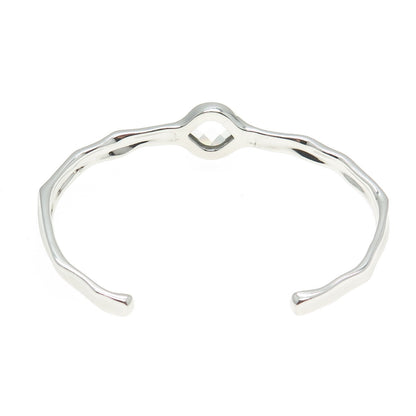 CHARLES GARNIER 925 Sterling Silver Real Clear Quartz Adjustable Bracelet 6.5"