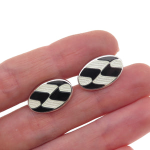 Birch & Gaydon 925 Sterling Silver Vintage England Enamel Modernist Cufflinks