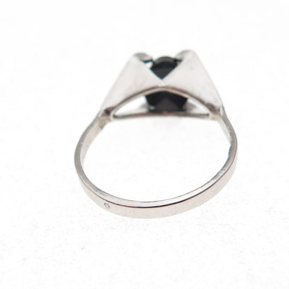 Bar-Tan 925 Sterling Silver Antique Art Deco Real Black Onyx Ring Size 5.75