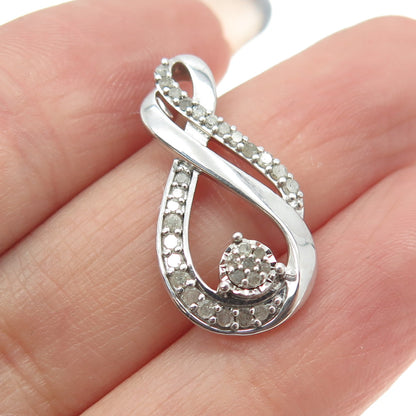 925 Sterling Silver Real Round-Cut Diamond Infinity Slide Pendant