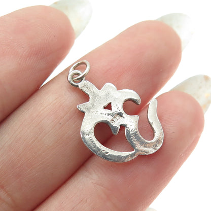 925 Sterling Silver Vintage Om Mantra Charm Pendant