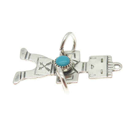 Old Pawn 925 Sterling Silver Vintage Turquoise Snake Eye Kachina Doll Pendant